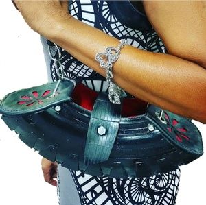 Red and Black ♻️ Recycled Tire Tote